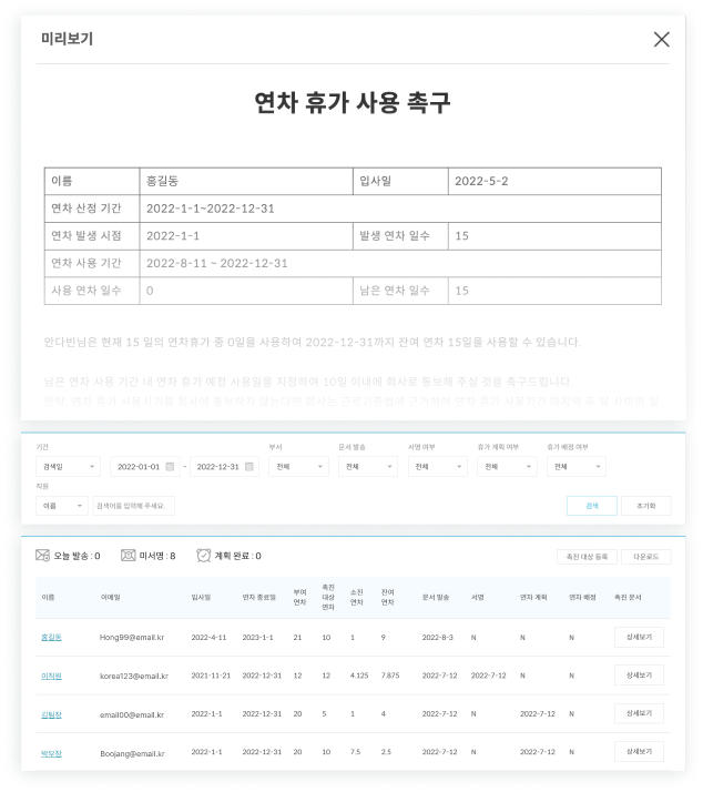 연차 휴가 사용 촉구 문서